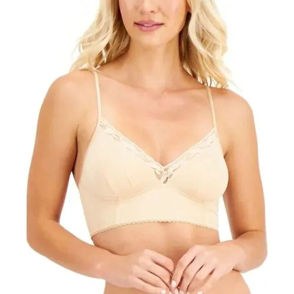 INC Women's Lace-Trim Bralette Almond Latte Size Small‎ NWT